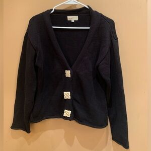 Haiku V Neck 3 Snaps Size Small Black Cardigan Sweater